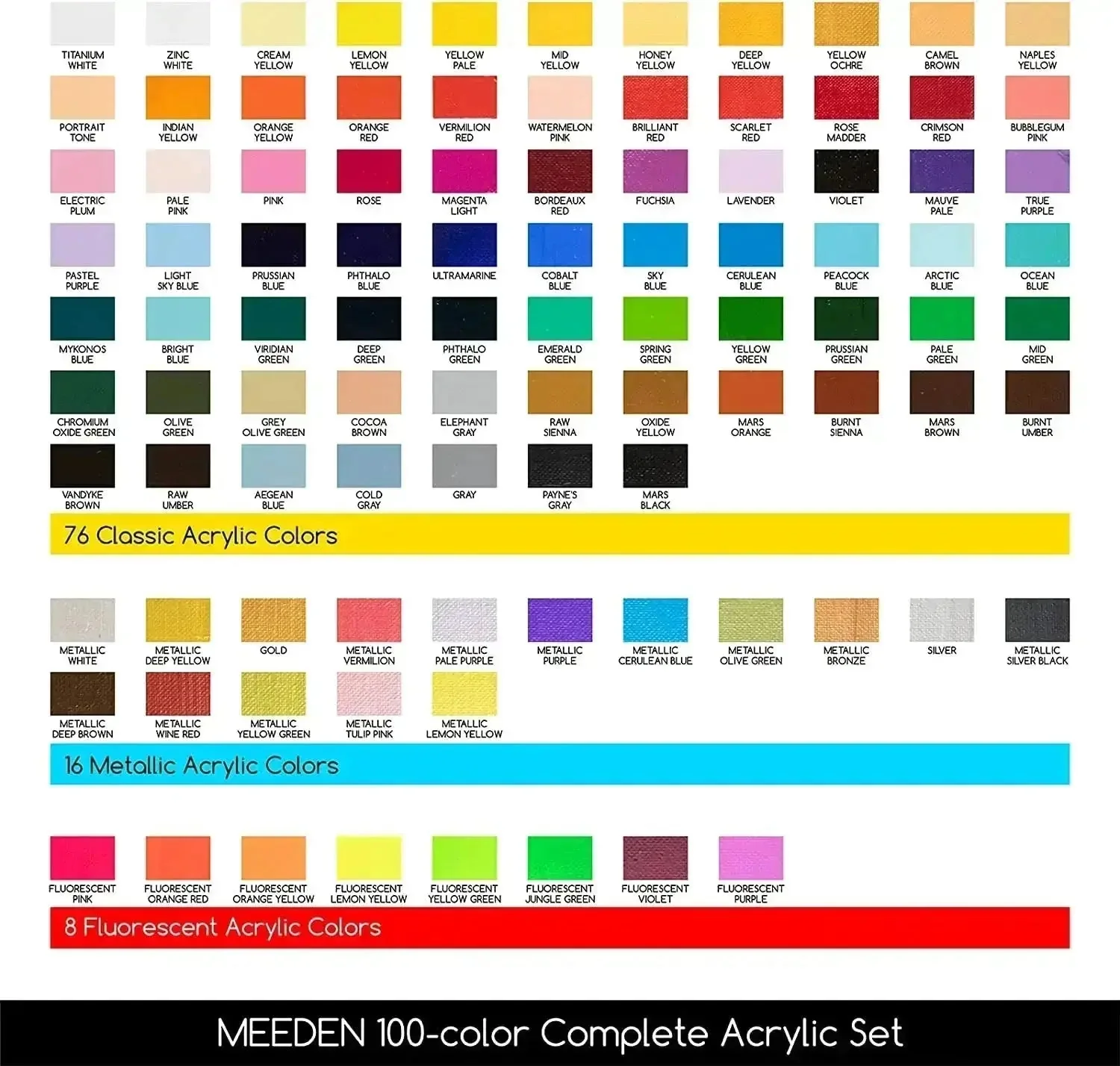 MEEDEN Acrylic Paint Set, 100 Tubes, 12 ml / 0.41 oz - Image 2