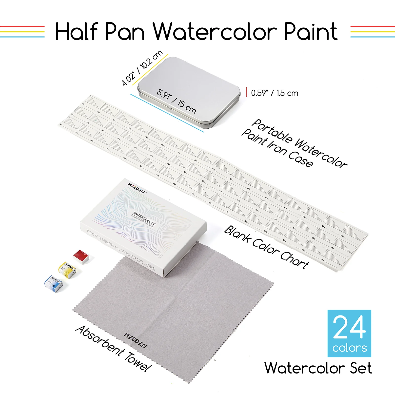 MEEDEN Artist Watercolour Paint 24 Colors, 15ml - Image 3