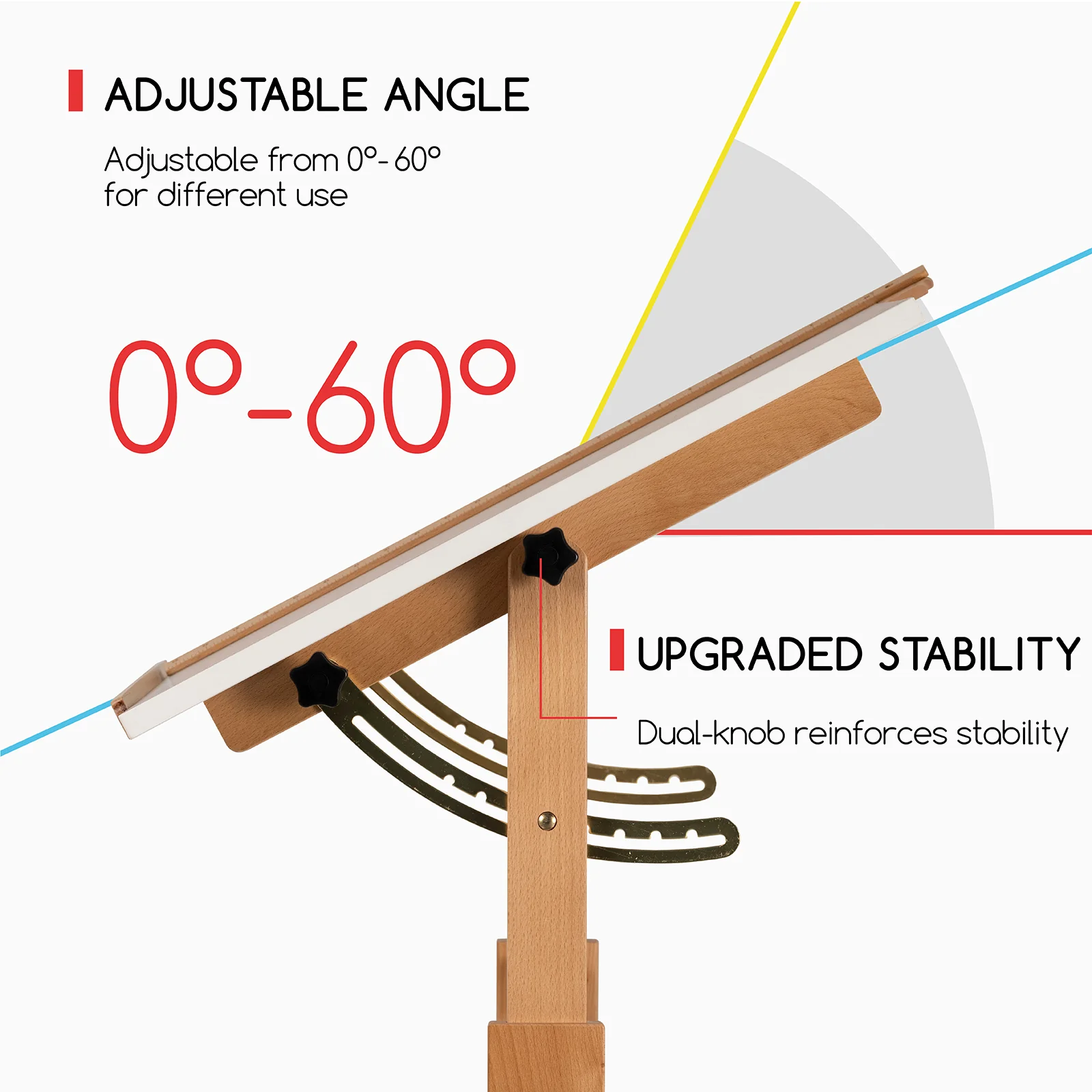 MEEDEN Adjustable Wooden Drafting Table & Stool Set, White-XSZ-5 - Image 4