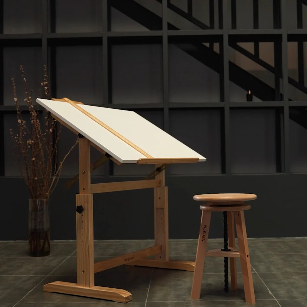 MEEDEN Adjustable Wooden Drafting Table & Stool Set, White-XSZ-5 - Image 9
