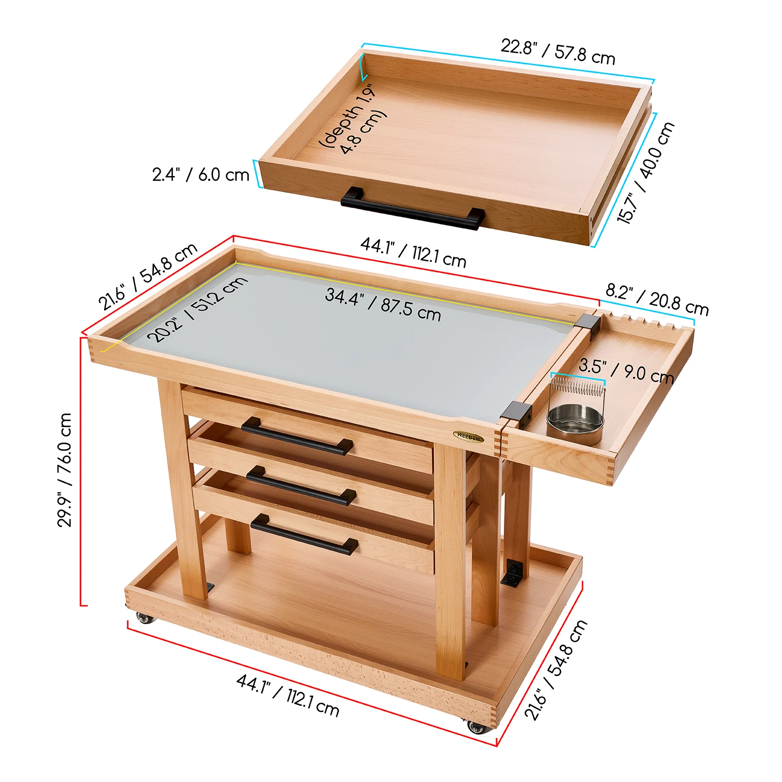 MEEDEN Extra Large Wooden Art Supply Storage Cart: 5-Tier - Image 2