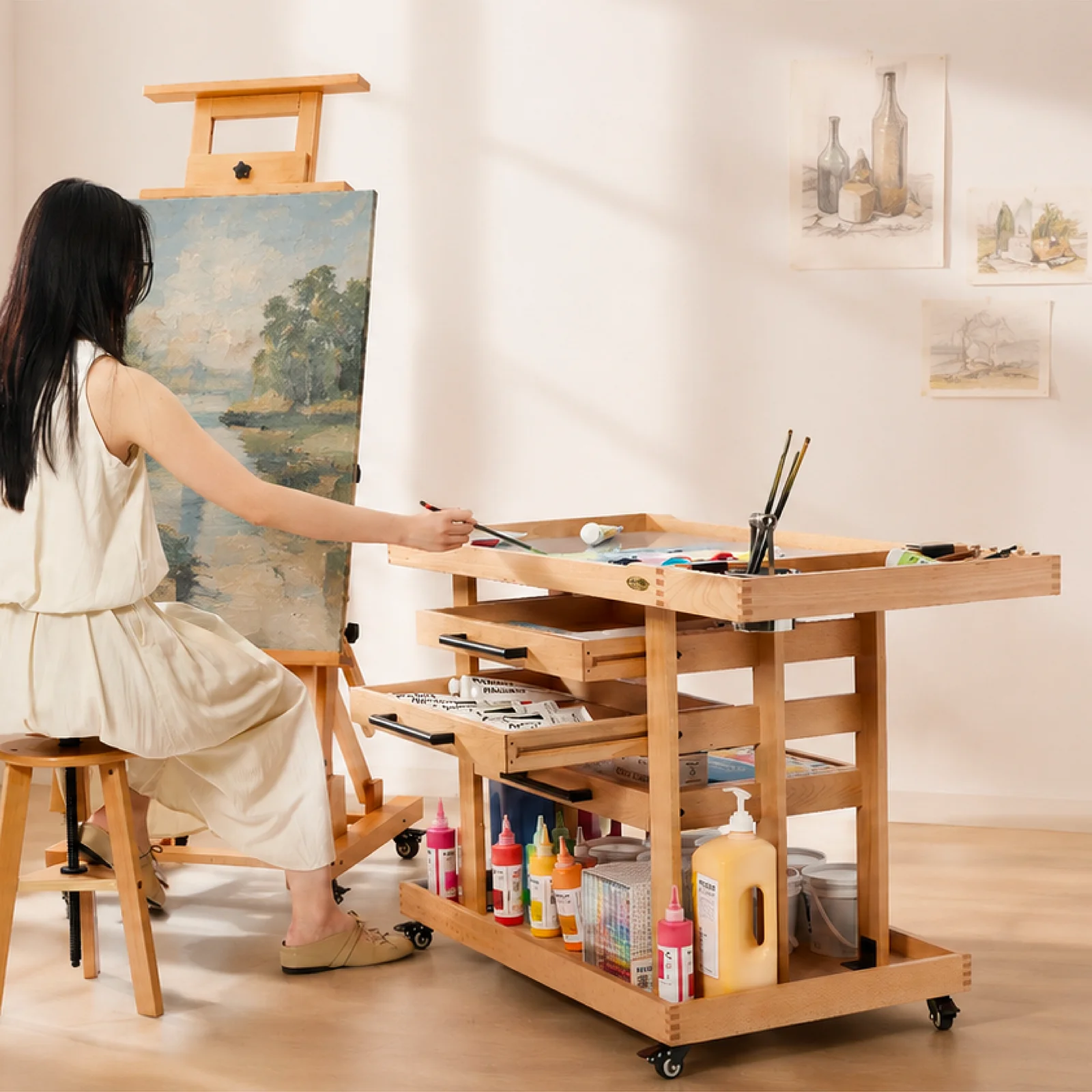 MEEDEN Extra Large Wooden Art Supply Storage Cart: 5-Tier - Image 8