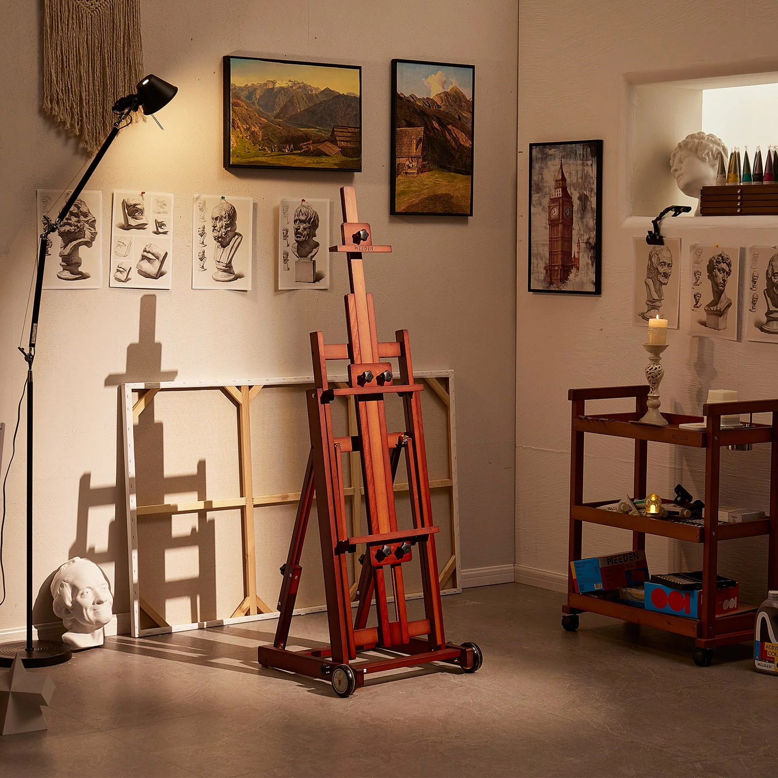 MEEDEN Versatile Studio H-Frame Artist Easel-Dark Walnut-W14 - Image 2