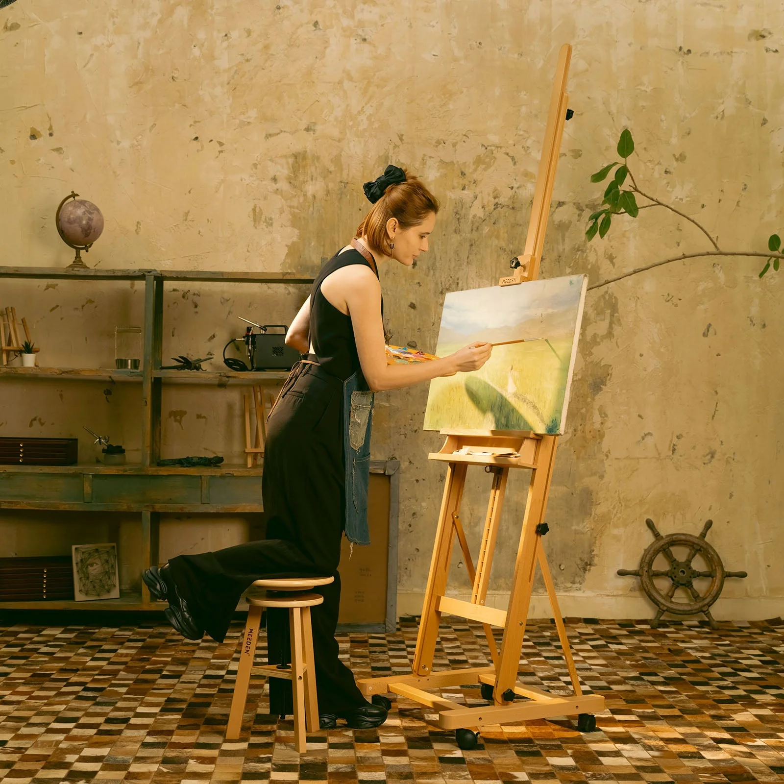 MEEDEN Large H-Frame Artist Easel with Large Tray-W02D - Image 2