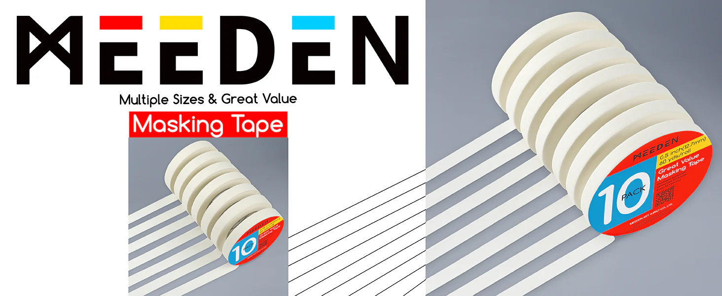MEEDEN 5 Pack Artist Tape 0.2",0.5",0.75",1.0",1.4" 180.45FT (55m) Art Tape - Image 8