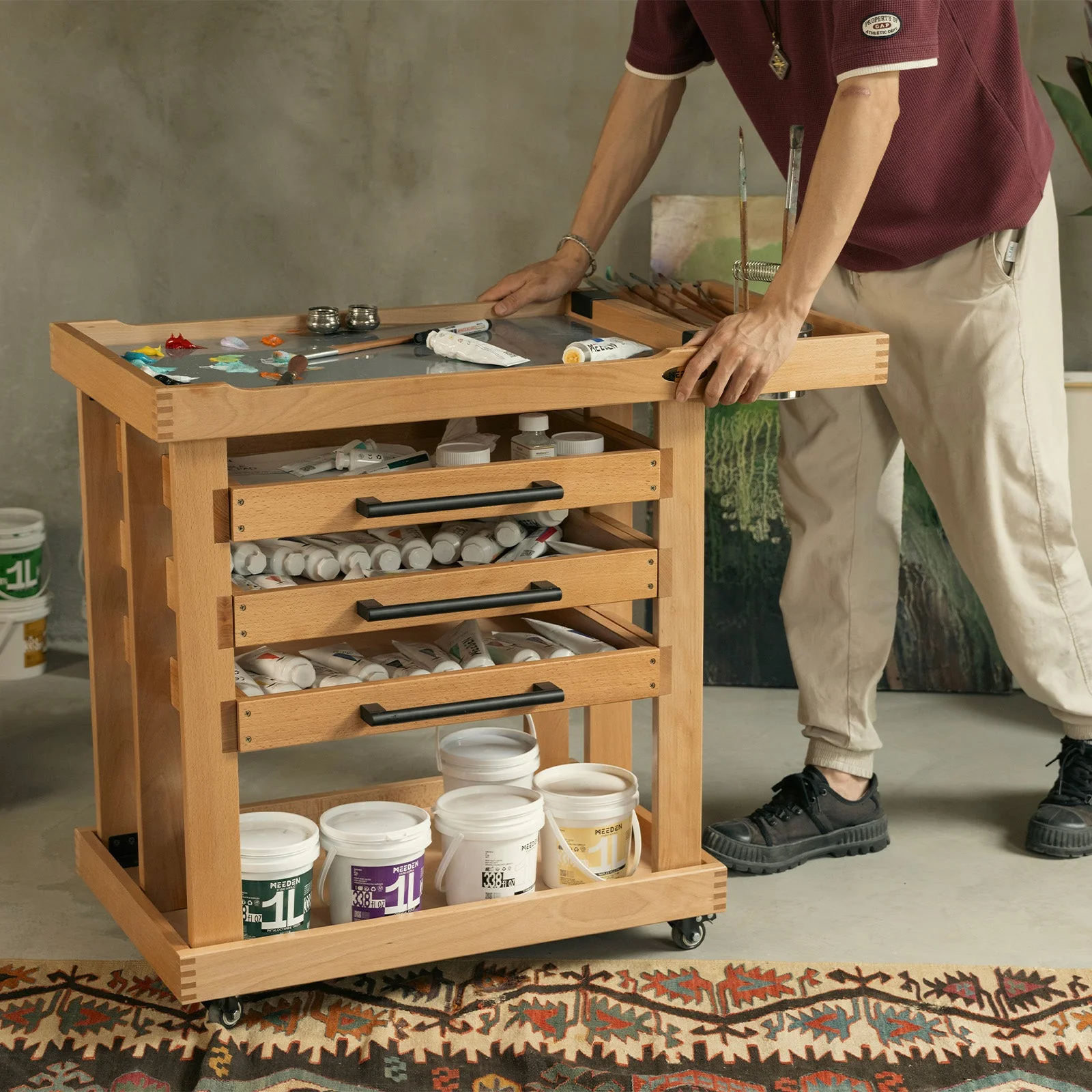 MEEDEN Deluxe Artist Supplies Storage Cart, 5-Tier Taboret-W13H - Image 8