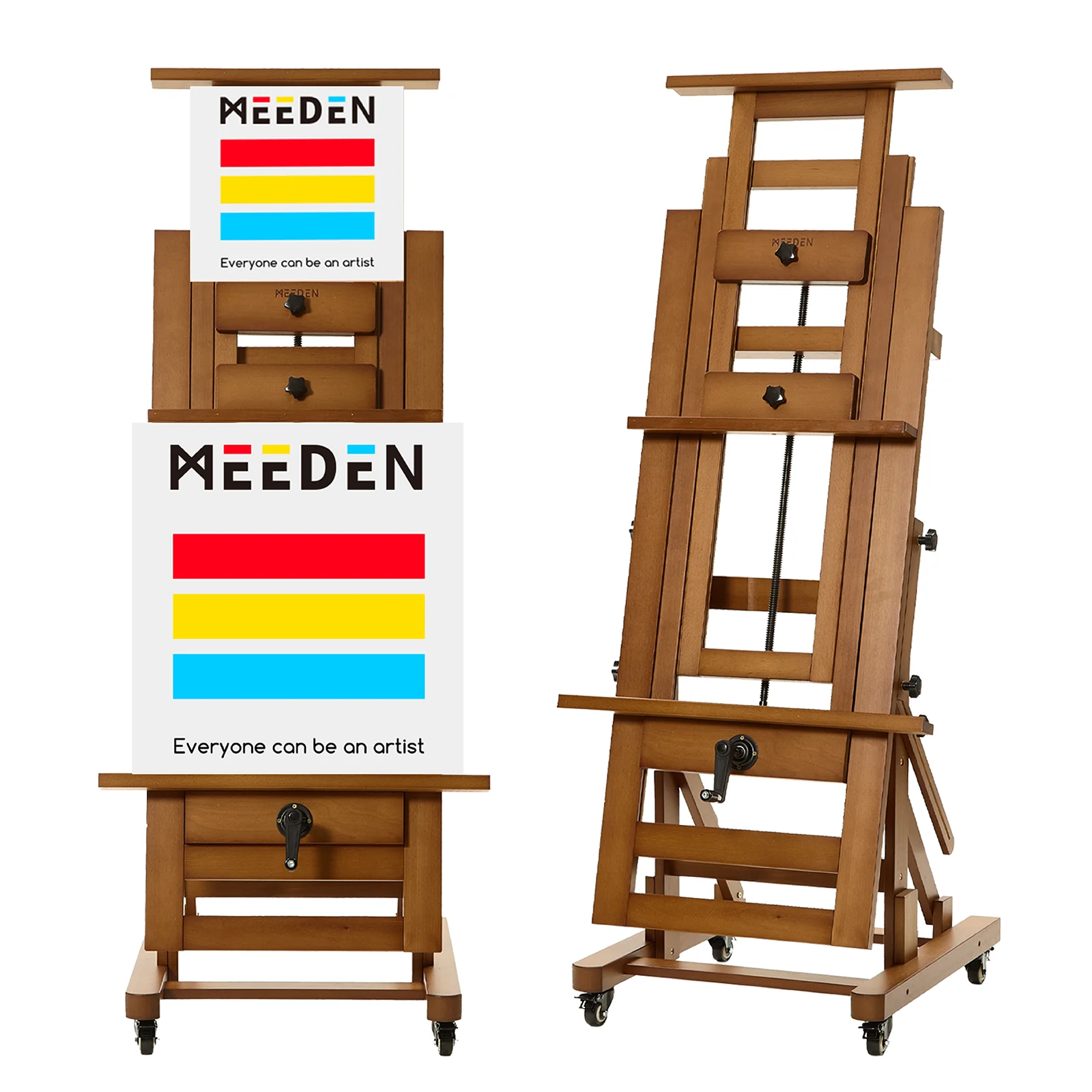 MEEDEN Deluxe Studio Large Rocker Crank Heavy Duty Artist Easel-Walnut-DHJ-12 - Image 3
