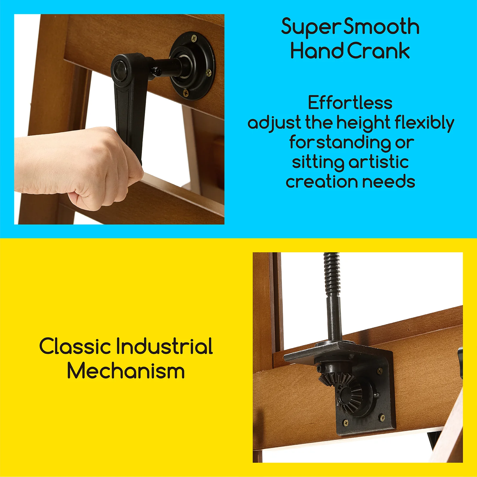 MEEDEN Deluxe Studio Large Rocker Crank Heavy Duty Artist Easel-Walnut-DHJ-12 - Image 5