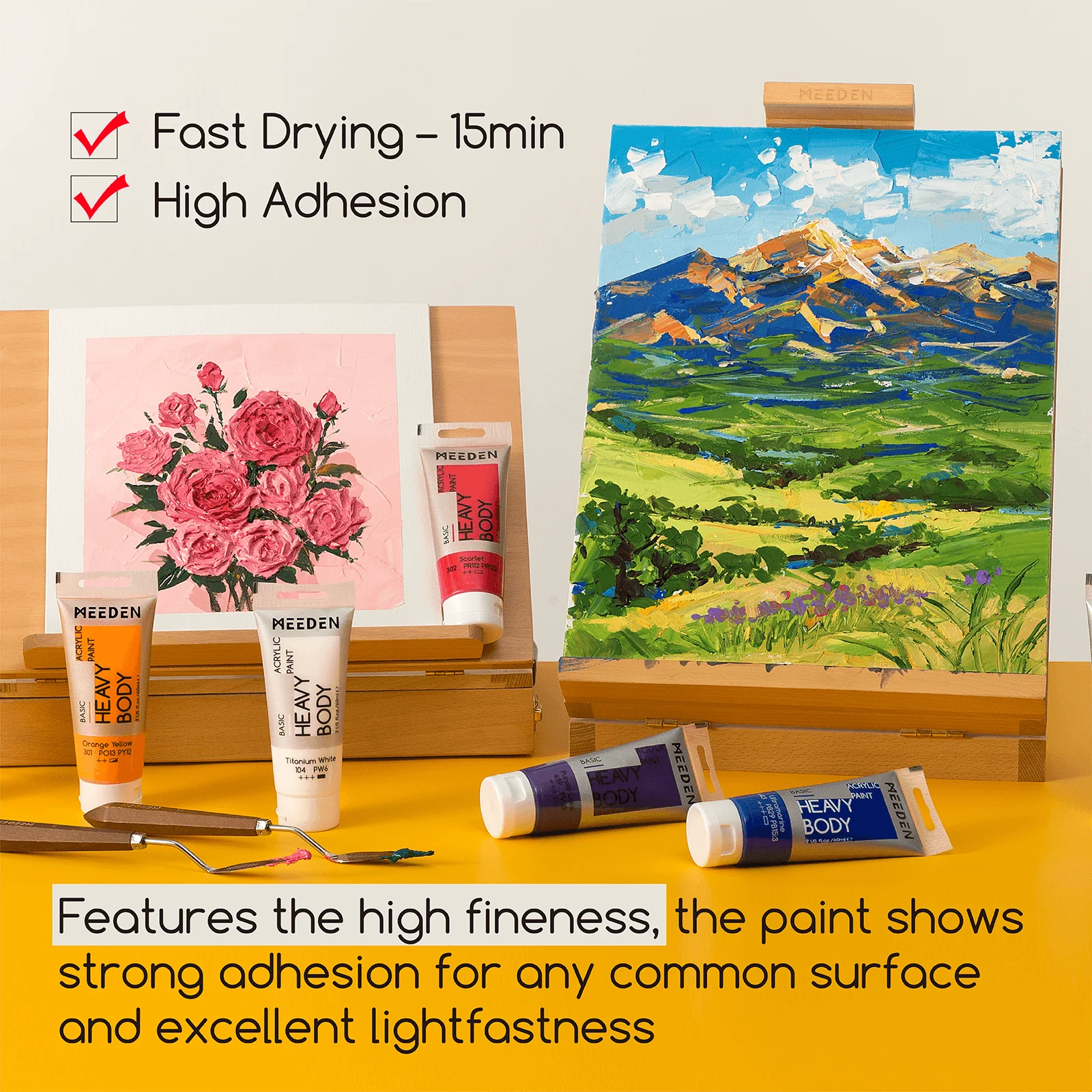 MEEDEN Heavy Body Acrylic Paint 6 Basic Colors, 60ml - Image 6