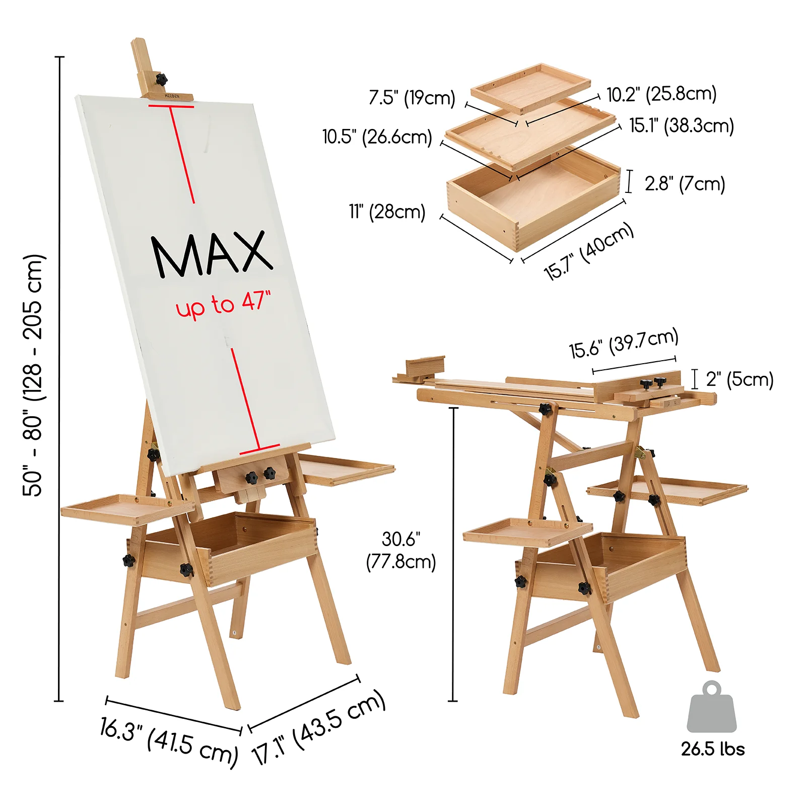 MEEDEN Painting Easel with Storage - Image 2