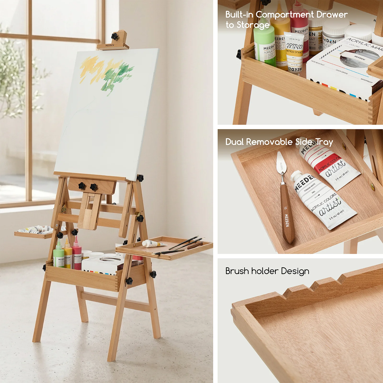 MEEDEN Painting Easel with Storage - Image 5