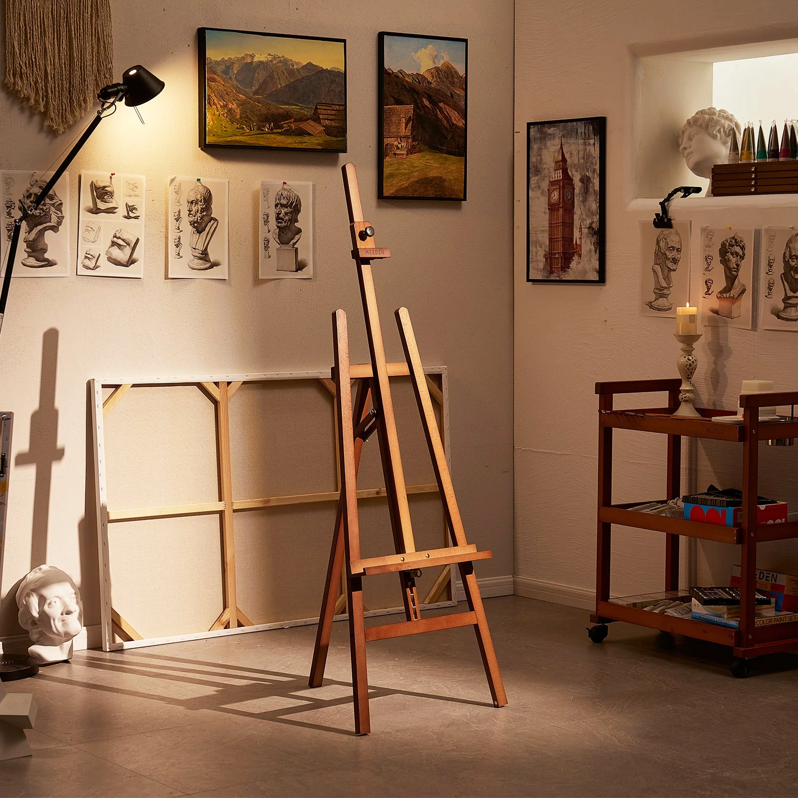 MEEDEN Solid Adjustable A-Frame Painting Beechwood Art Easel-Walnut-W01D - Image 2
