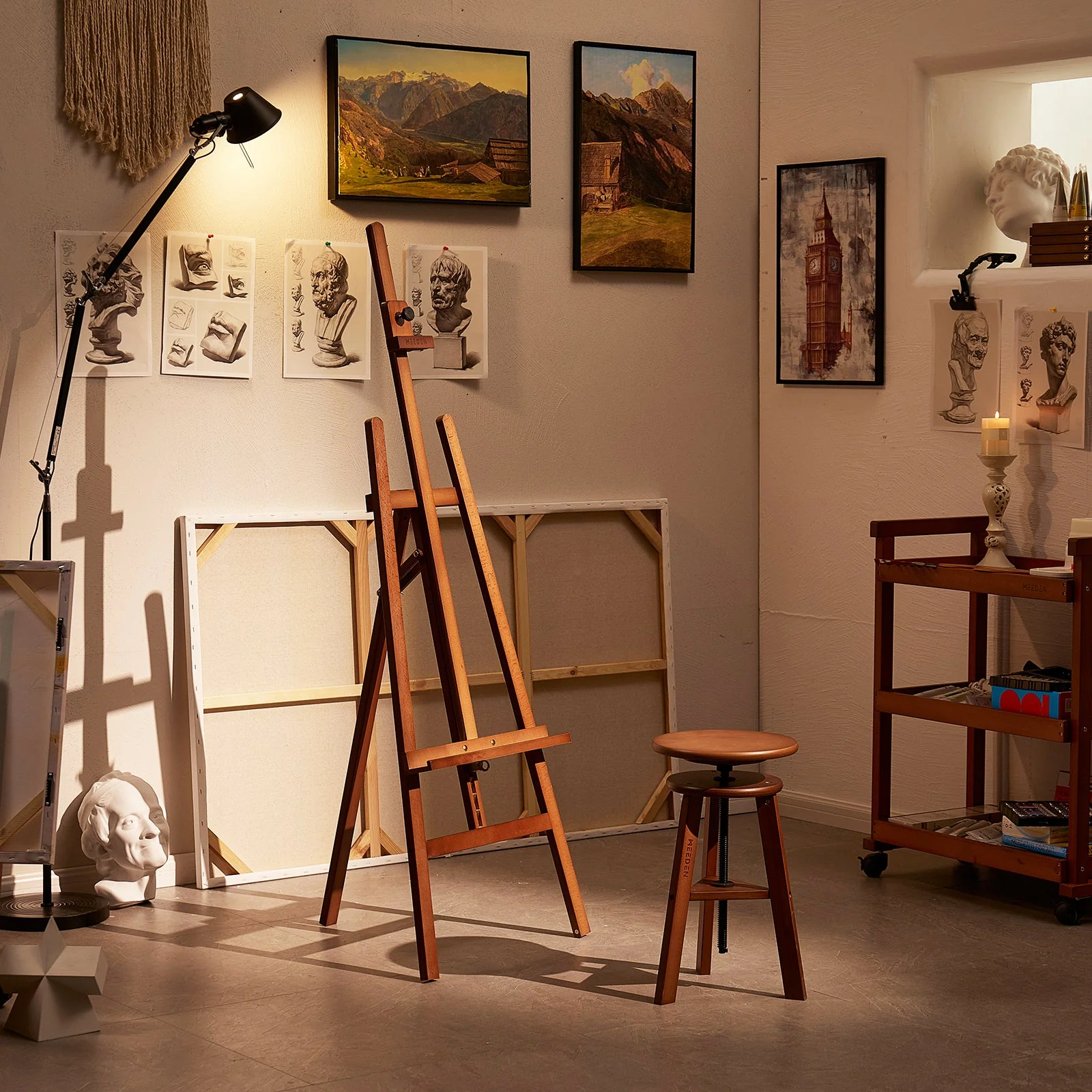 MEEDEN Solid Adjustable A-Frame Painting Beechwood Art Easel-Walnut-W01D - Image 3