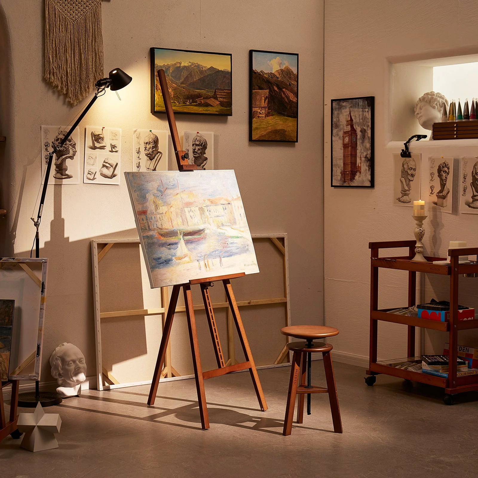MEEDEN Solid Adjustable A-Frame Painting Beechwood Art Easel-Walnut-W01D - Image 4