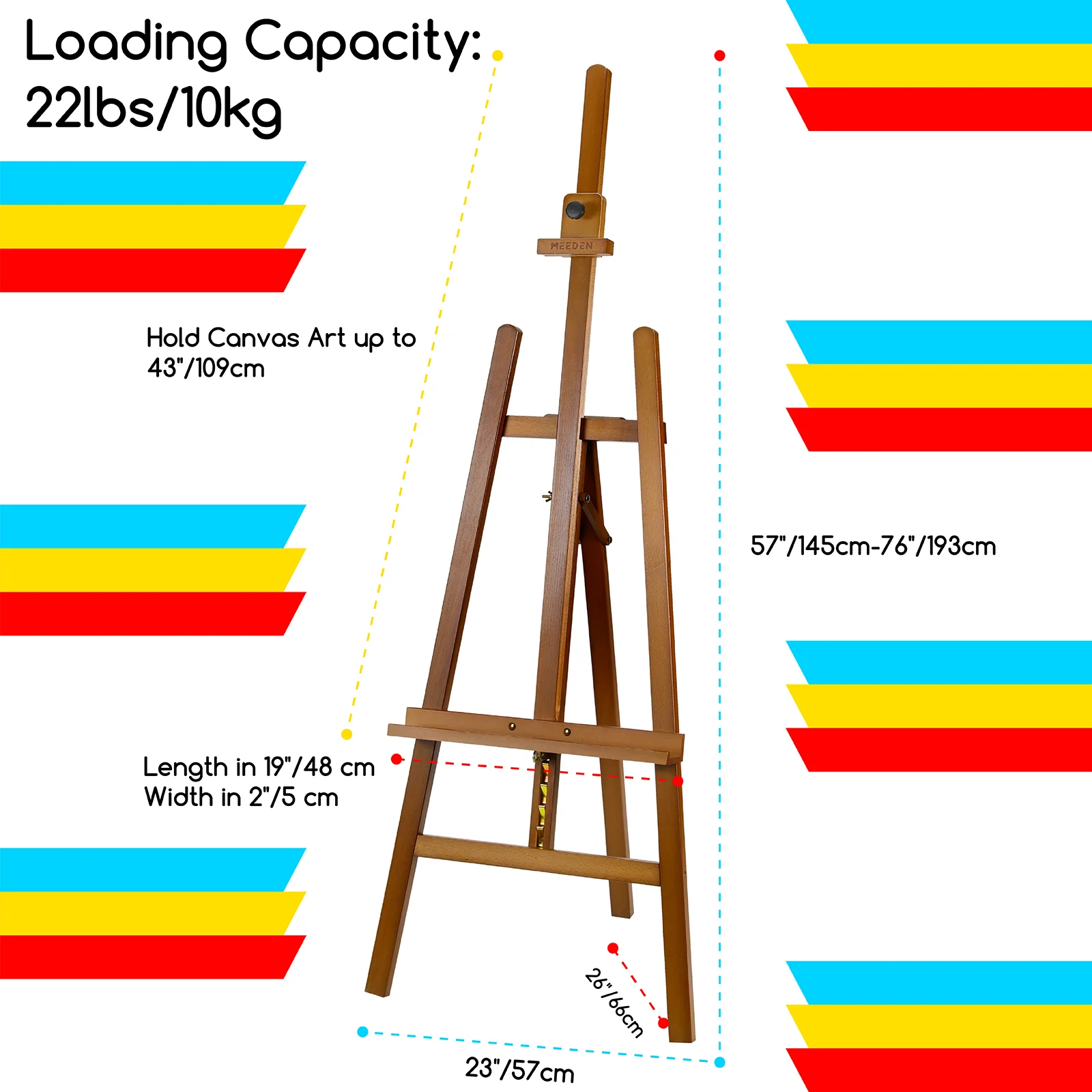MEEDEN Solid Adjustable A-Frame Painting Beechwood Art Easel-Walnut-W01D - Image 7