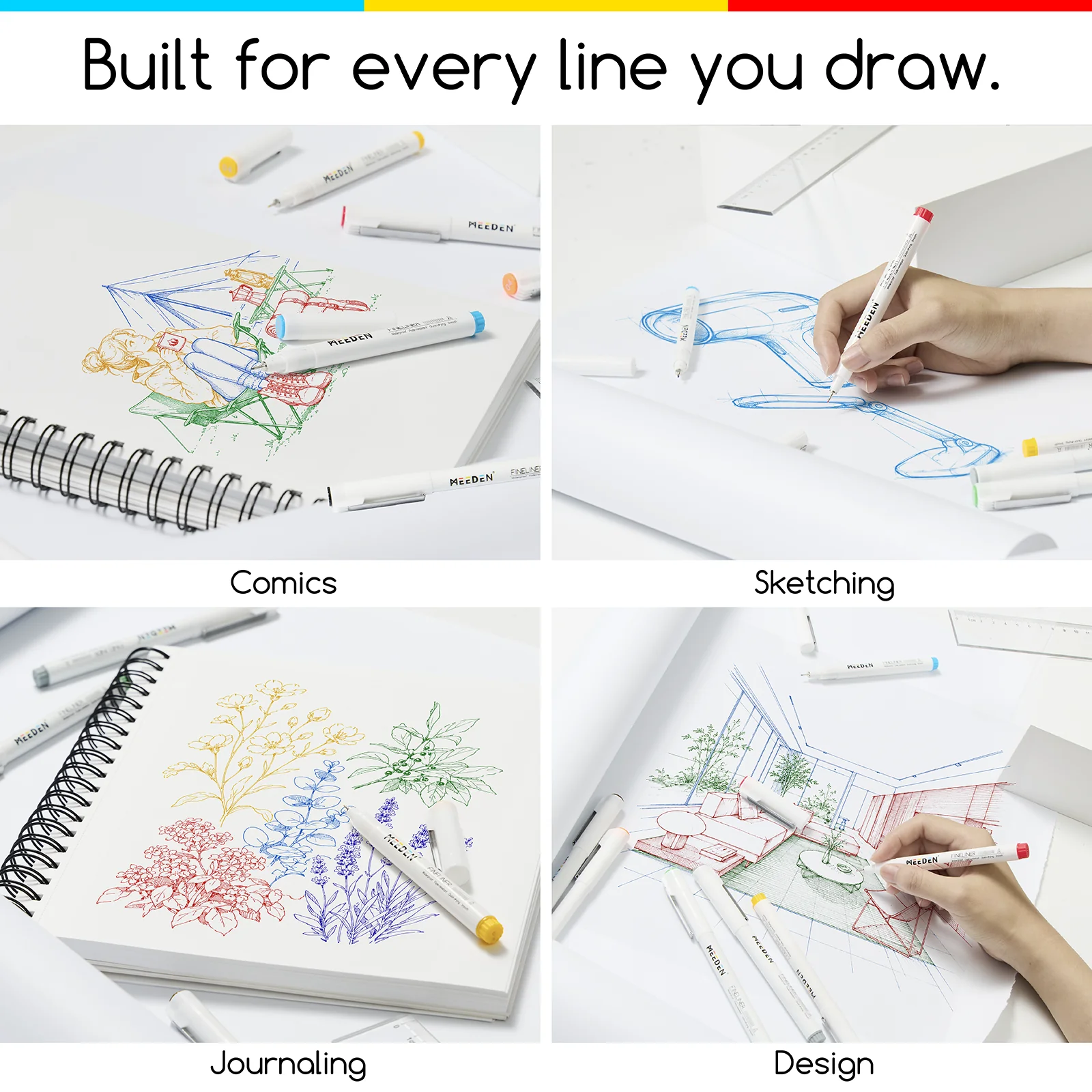 MEEDEN Micro Fineliner Drawing Pens: 12-Color Fine Liner Pen Set, 0.4mm - Image 8