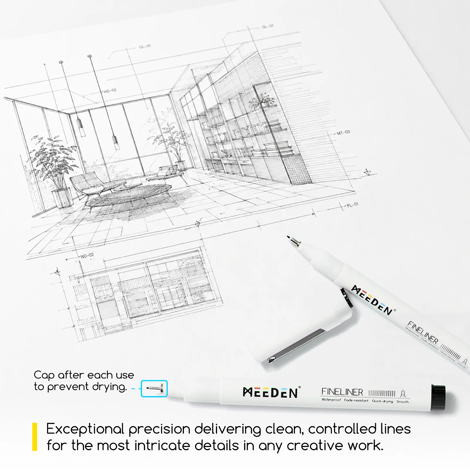 MEEDEN Micro Fineliner Drawing Pens: 6-Size Fine Liner Pen Set - Image 7