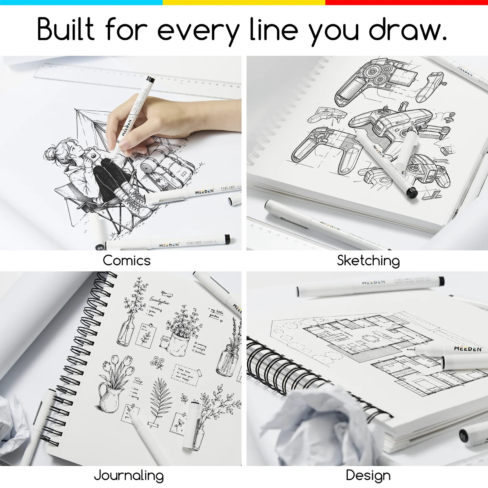 MEEDEN Micro Fineliner Drawing Pens: Fine Liner Pen 6 Pack, 0.6mm - Image 7