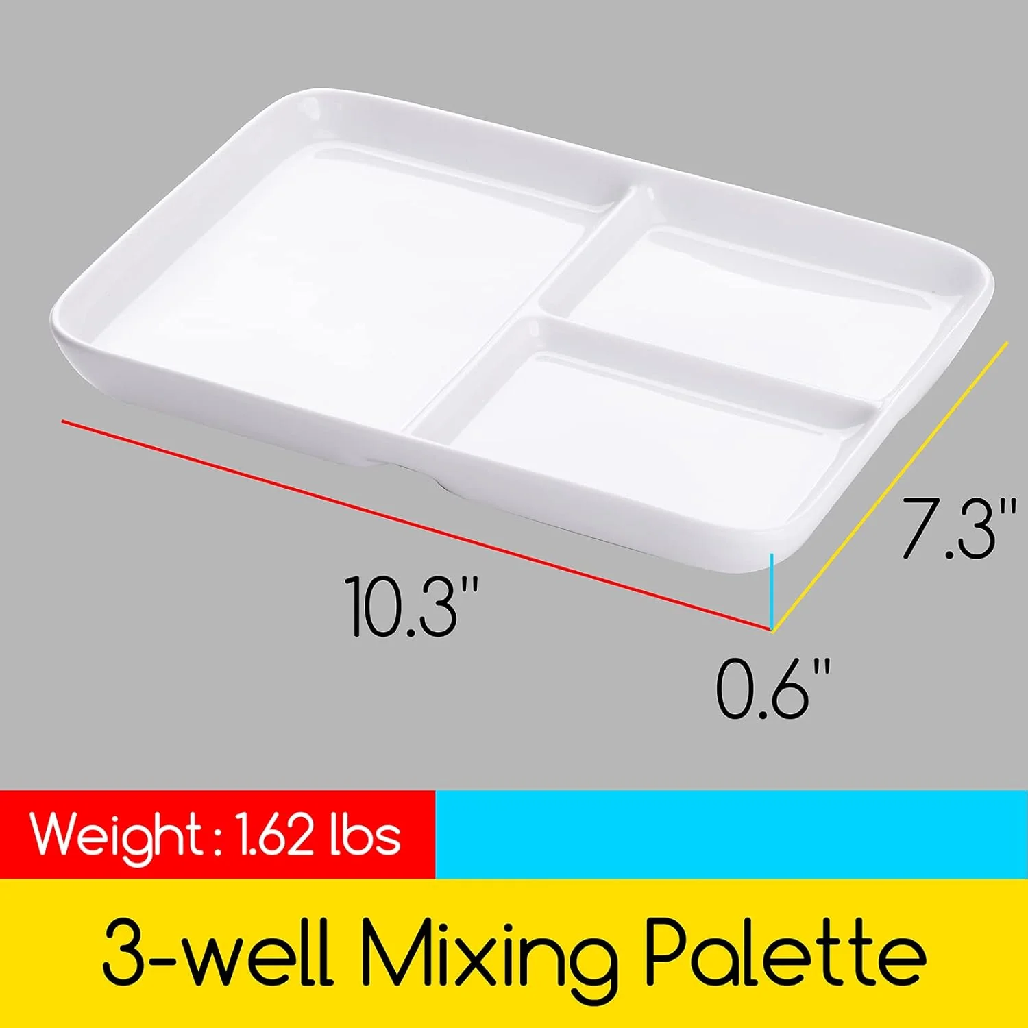 MEEDEN 3-Well Ceramic Palette, 10'' × 7'' - Image 3