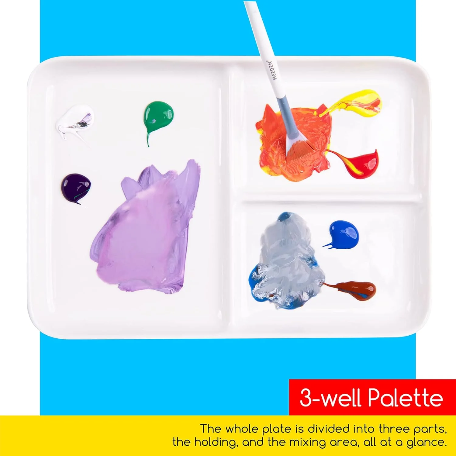 MEEDEN 3-Well Ceramic Palette, 10'' × 7'' - Image 4