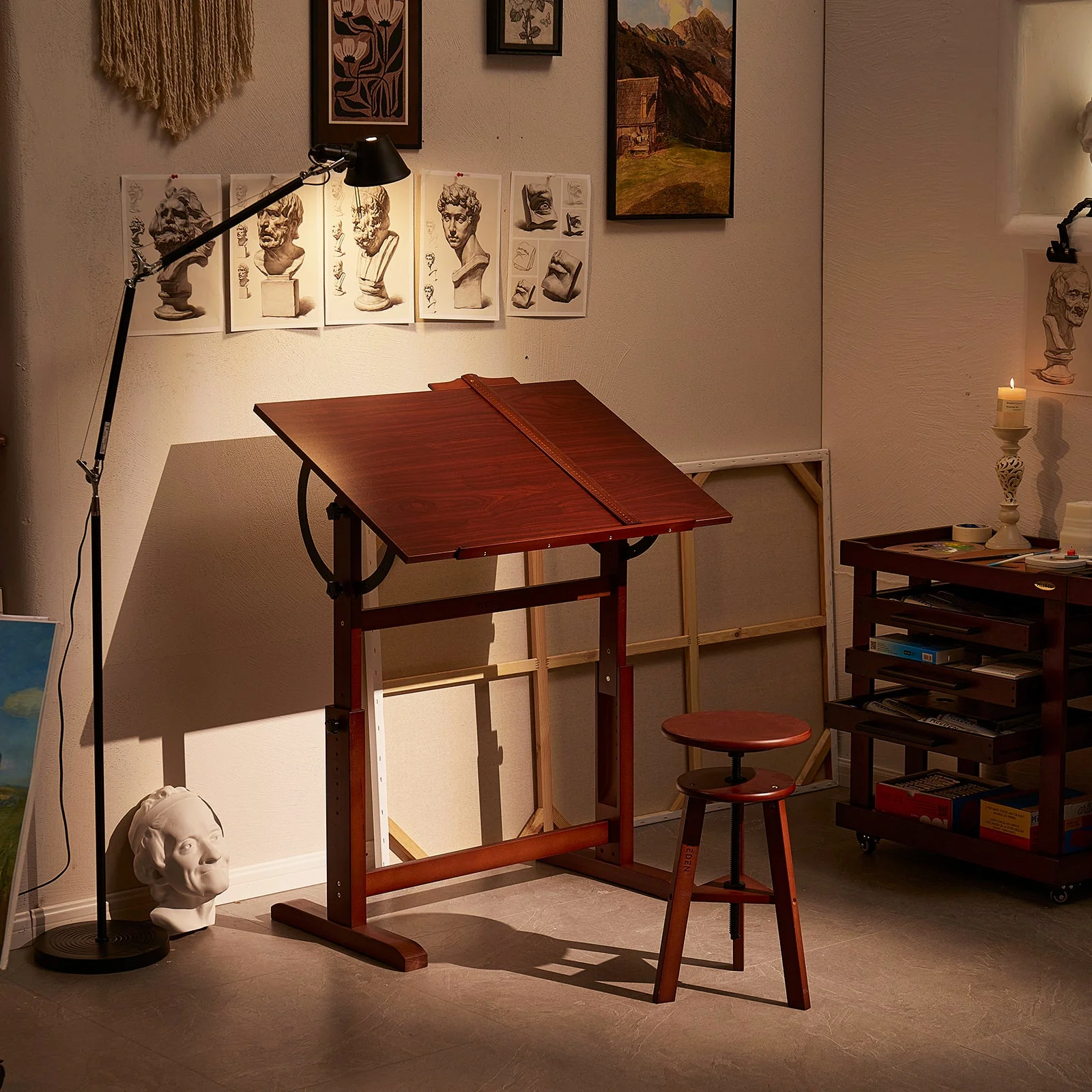 MEEDEN Vintage Adjustable Wooden Drafting Table , Dark Walnut-XSZ-4 - Image 12