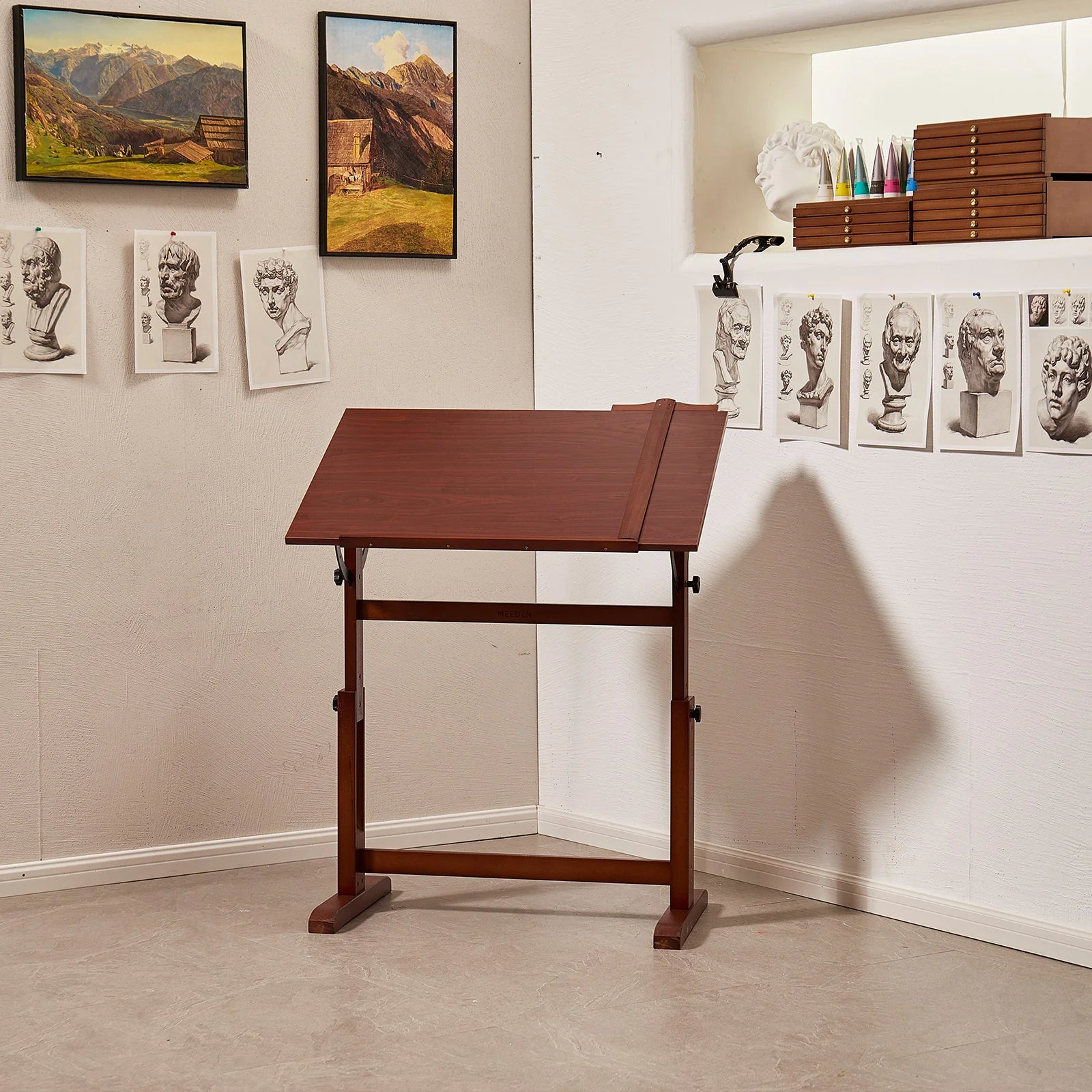 MEEDEN Vintage Adjustable Wooden Drafting Table , Dark Walnut-XSZ-4 - Image 13