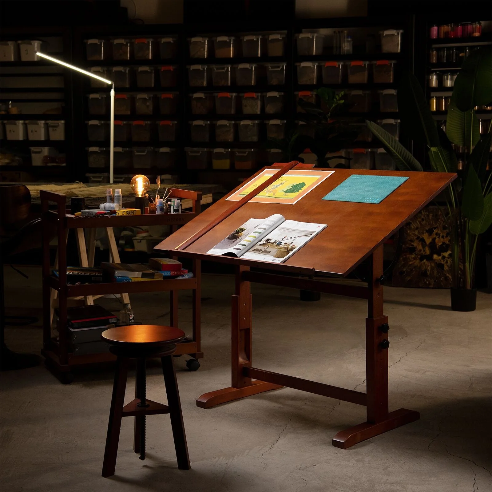MEEDEN Vintage Adjustable Wooden Drafting Table , Dark Walnut-XSZ-4 - Image 17