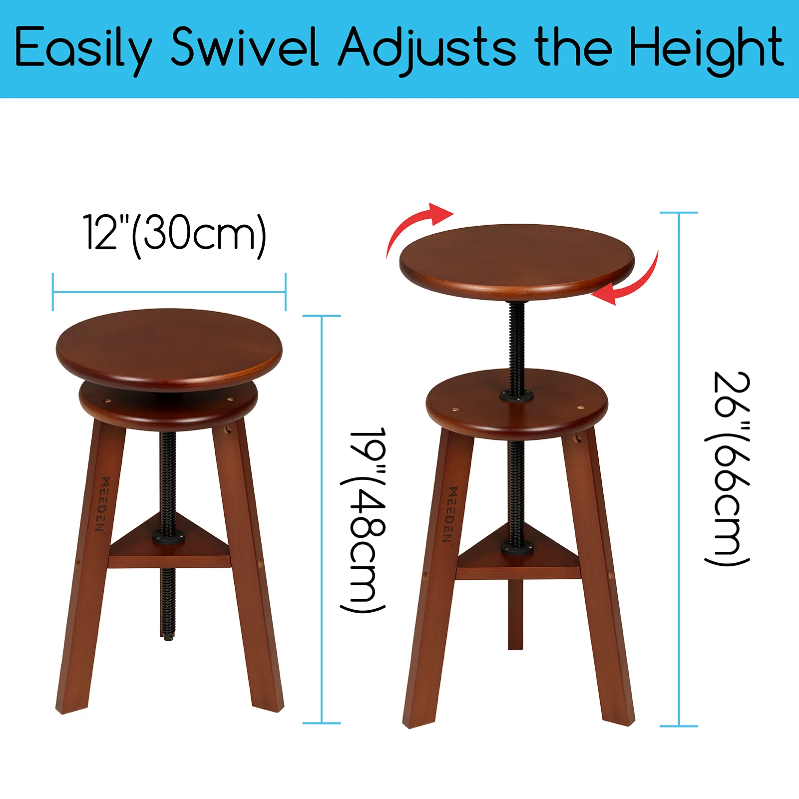 MEEDEN Vintage Adjustable Wooden Drafting Table & Stool Set, Dark Walnut-XSZ-4 - Image 6